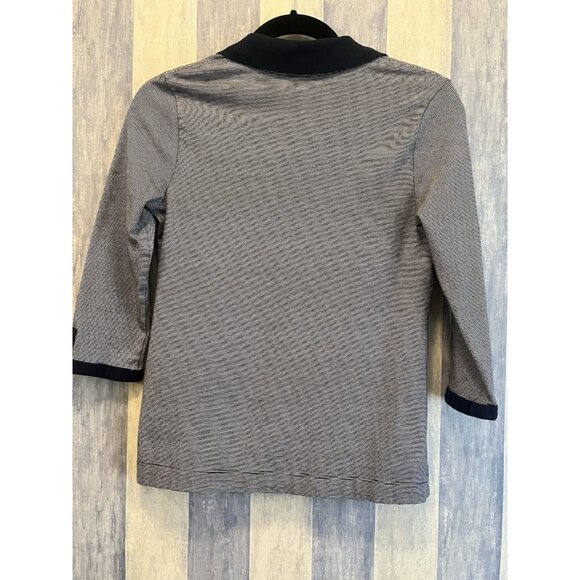 Croft And Barrow Women’s Blue Striped 3/4 Sleeve Collard Shirt Top Lux Comfort - Picture 7 of 10